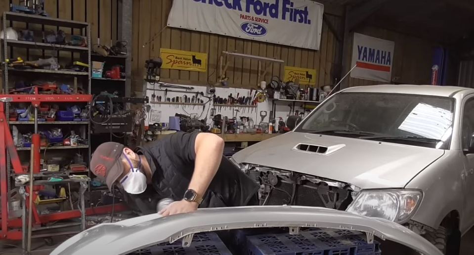 The expert busy at work in his garage