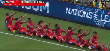 The Panama players were loving it, but moments later the goal was ruled out