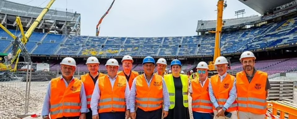 Barcelona president Joan Laporta visited the site with several board members