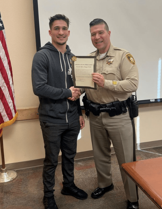 Biaggio Ali Walsh awarded a certificate of appreciation for preventing a would-be assault