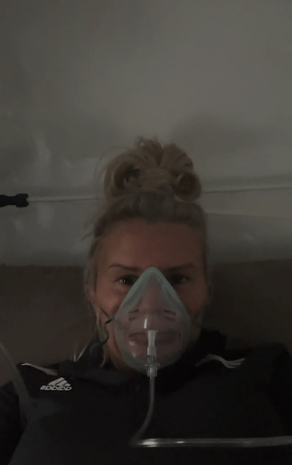 Kerry Katona shared a video where she was forced to wear an oxygen mask