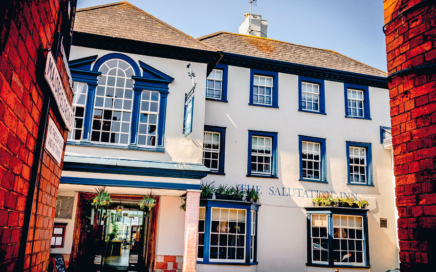 The Salutation Inn in Topsham is an 18th-century building housing a restaurant