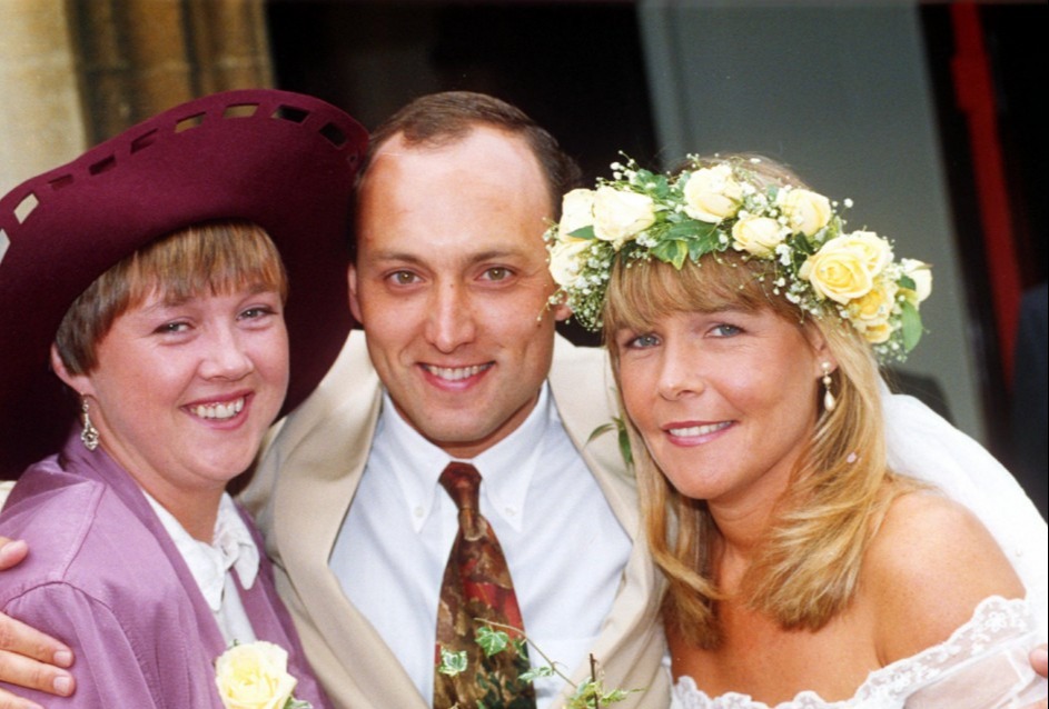 Mandatory Credit: Photo by Shutterstock (176163a) PAULINE QUIRKE, LINDA ROBSON AND MARK DUNFORD THE WEDDING OF LINDA ROBSON TO MARK DUNFORD, BRITAIN - 1990