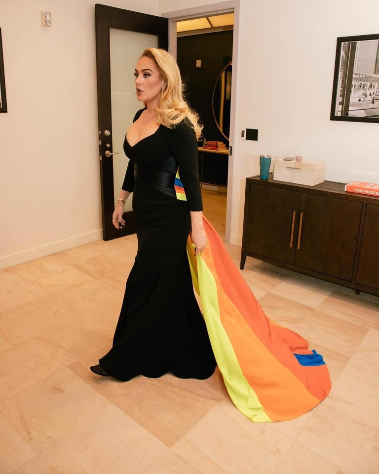 Adele wore a rainbow dress to celebrate Pride at the concert