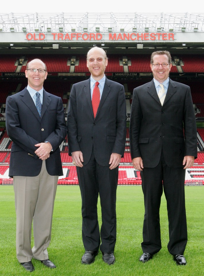 But a final decision is expected to be made by United’s owners, the Glazer family, pictured above Joel Glazer with brothers Avram and Bryan in 2005