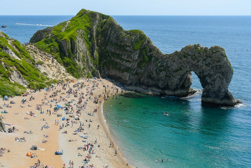 The warm weather beamed down on Durdle Door, in Dorset, over the weekend