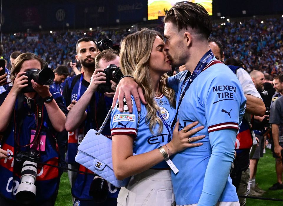 Sasha sealed Man City's Treble with a tender kiss for Jack Grealish after victory over Inter Milan in Istanbul on June 10