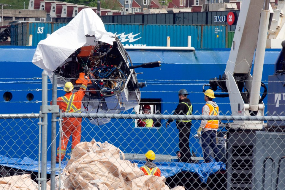 The debris was taken off the Canadian Horizon Arctic ship in Newfoundland