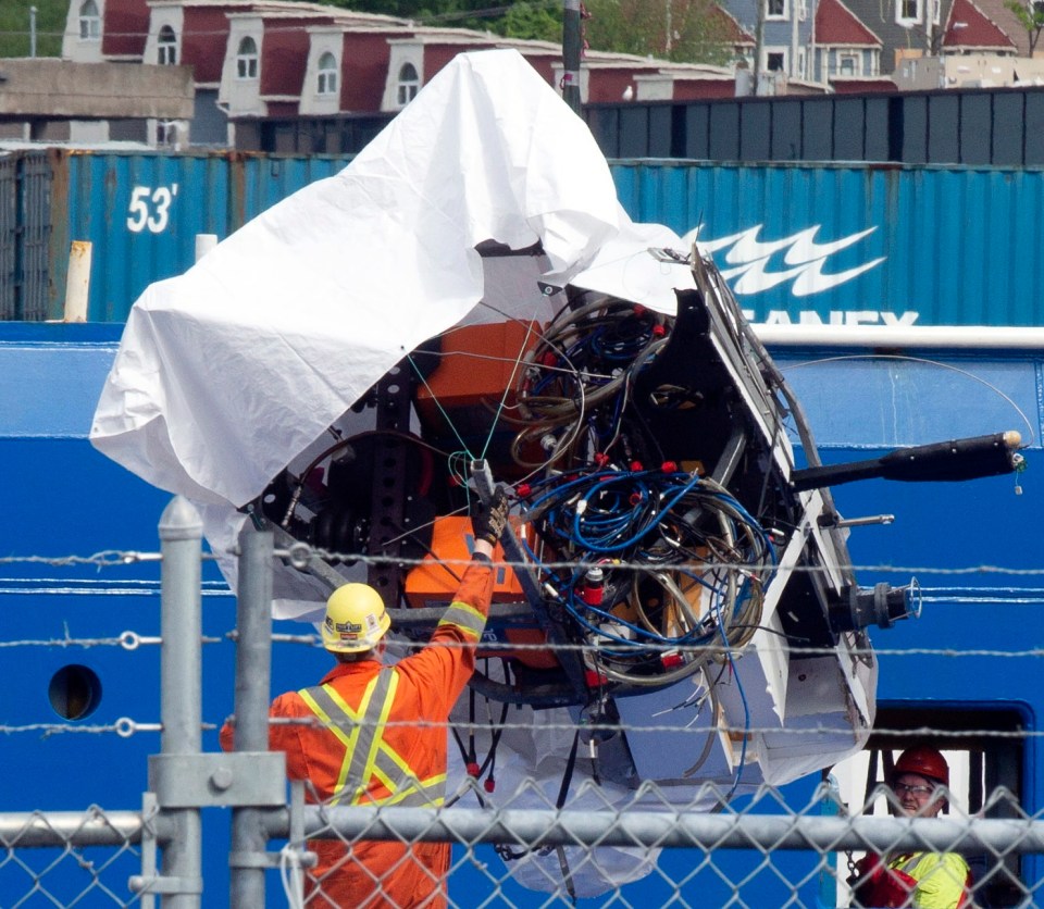 The mangled wreck of the sub was recovered earlier this week