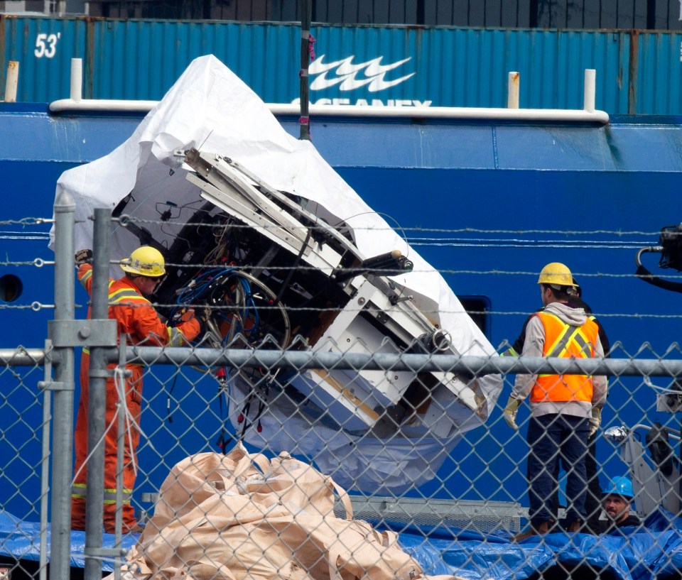 The debris was unloaded from the Horizon Arctic ship in Newfoundland, Canada