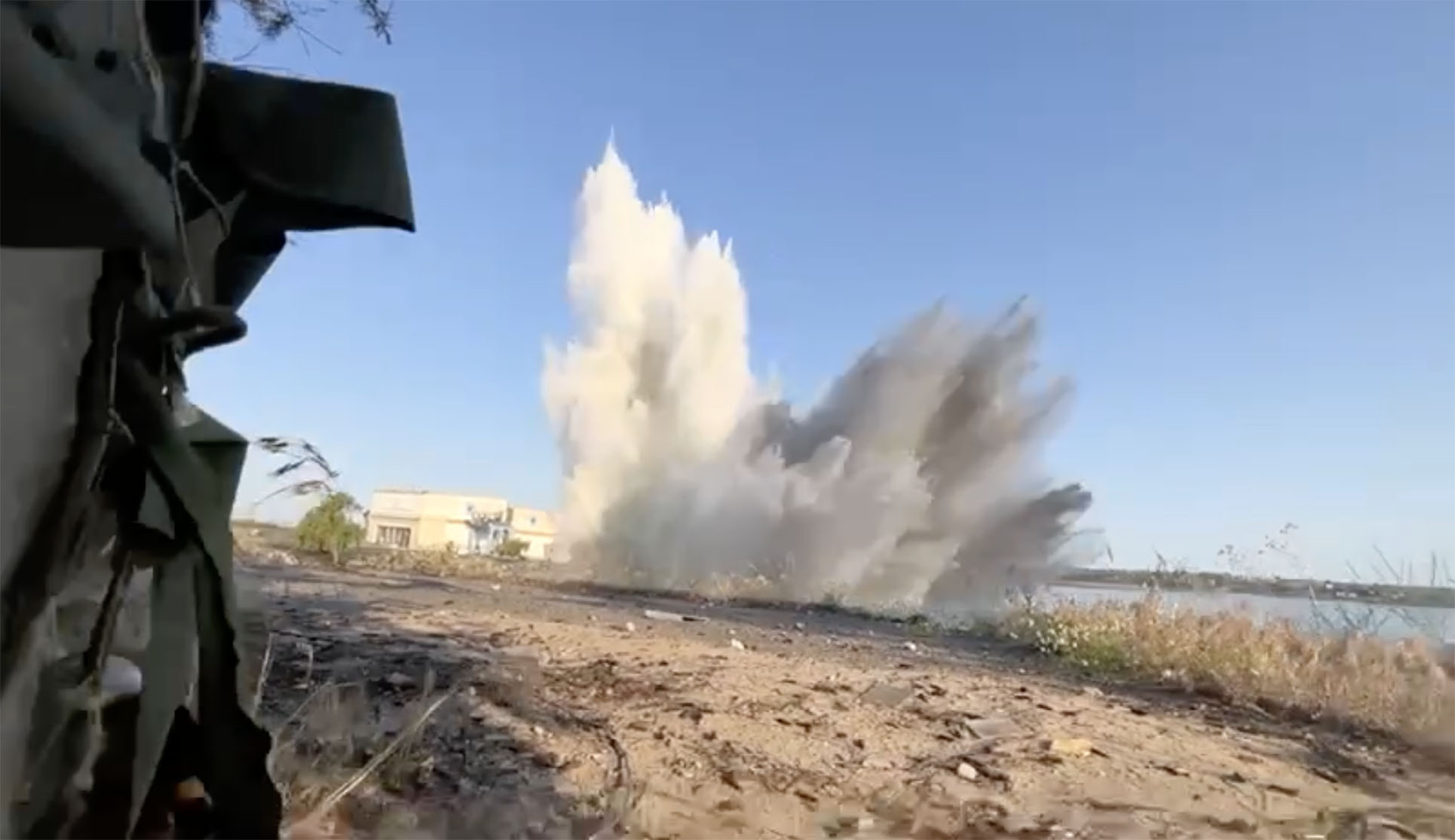 Footage shows the moment of the explosion on the Dnieper River