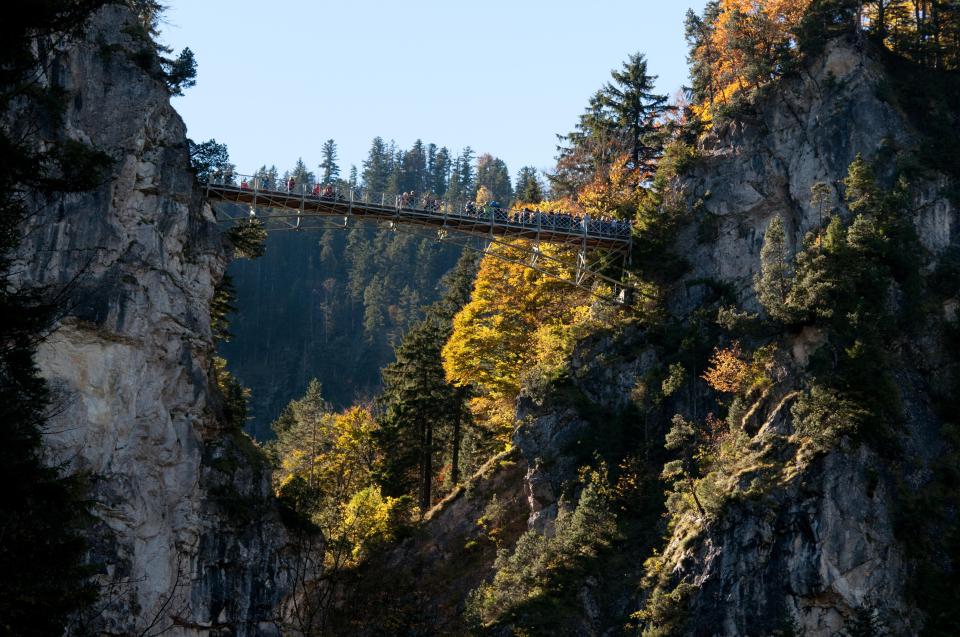 The Marienbrücke Bridge crosses over a deep gorge