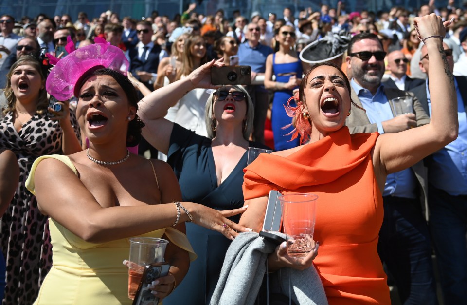 Many in brightly coloured fascinators cheered on horse they'd bet on