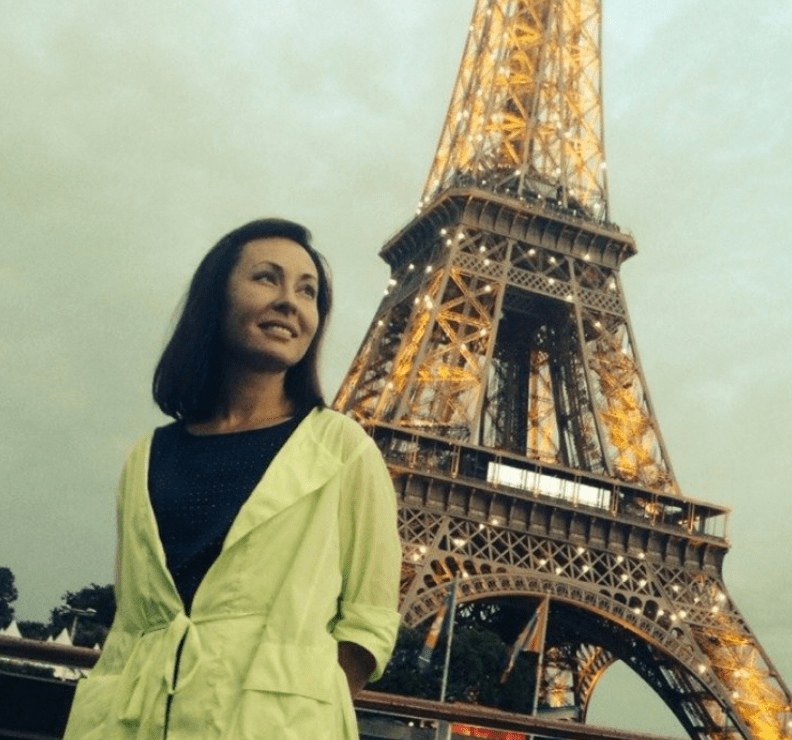 Lyubov pictured posing with the Eiffel Tower in Pars