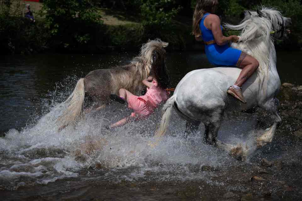 One young woman may have ridden a little too quickly as she took a dive