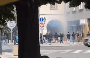 Footage shows Italian fans appearing to attack a West Ham pub