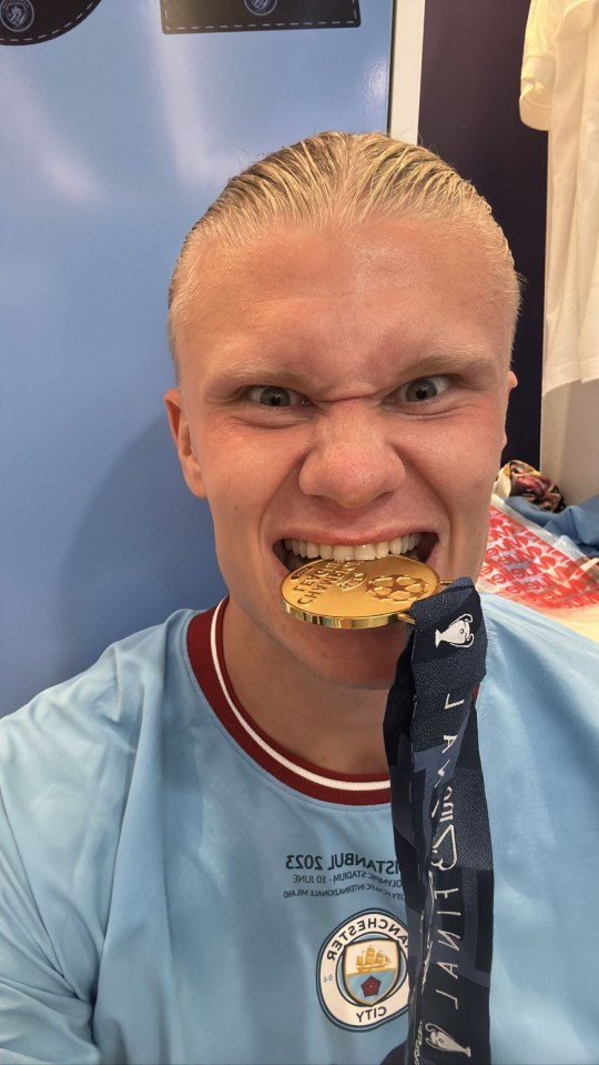 Erling Haaland was over the moon with his winners’ medal