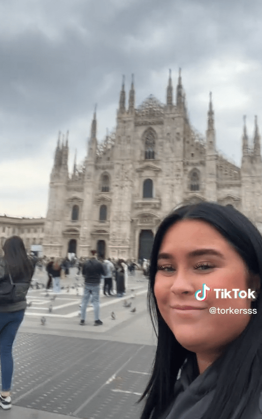 She visited Milan's cathedral and rooftop