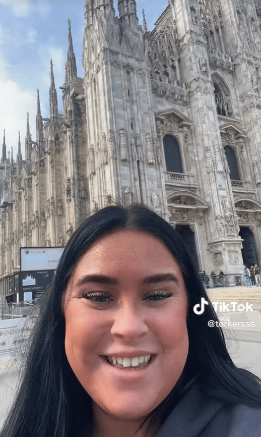 Abbie flew to Milan for the day