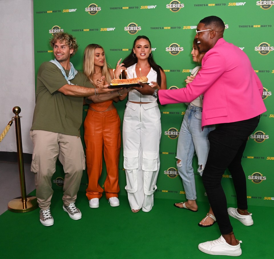 She celebrated with Love Island's Joe Garratt, Jamie Genevieve, Georgia Harrison and model Stefan Pierre-Tomlin on Tuesday