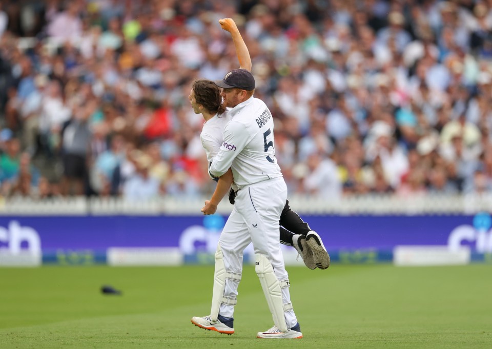 Jonny Bairstow carried the protester off the ground