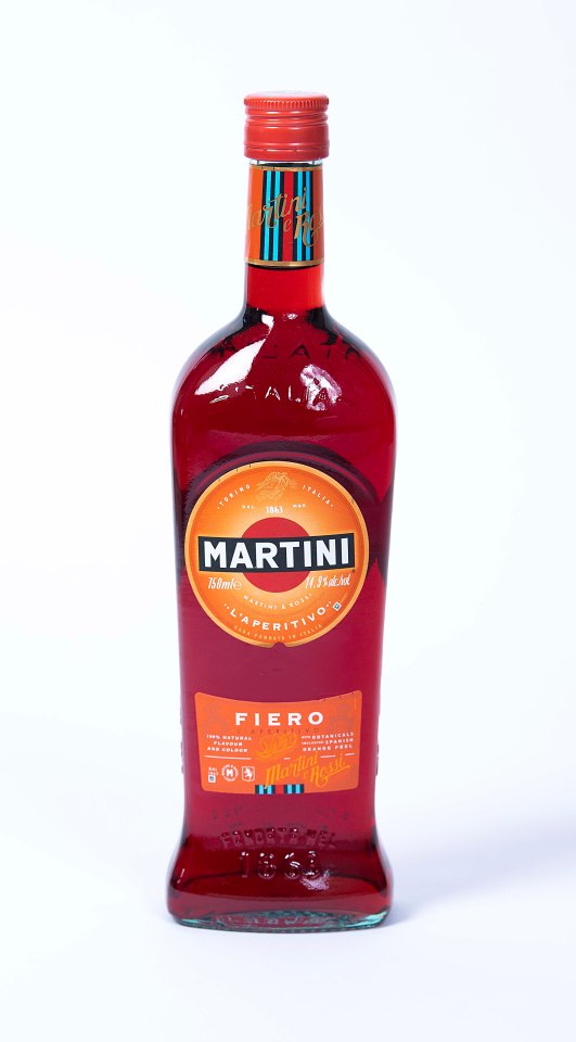 The Martini Fiero is a touch darker than Aperol, mixing to a cherry-red cocktail in the glass