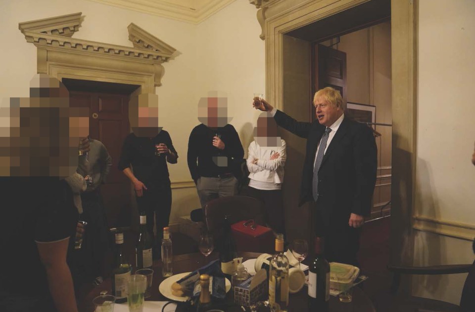 Johnson at a leaving do at No10 in 2020 during Covid restrictions