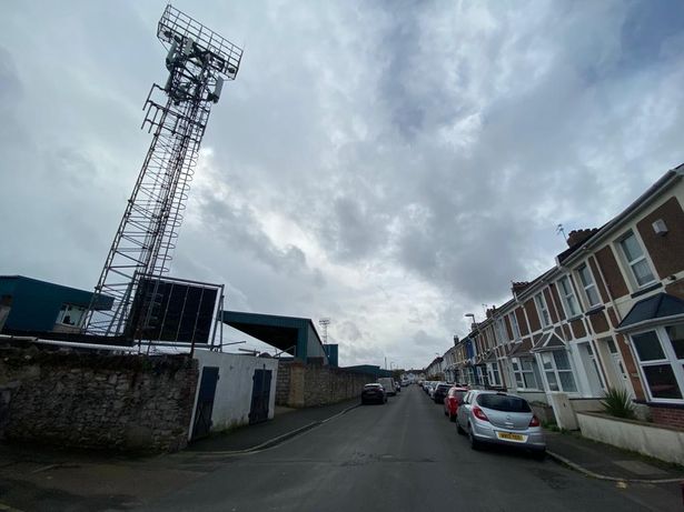 Lively crowds pack the streets around Torquay United FC's Plainmoor football stadium