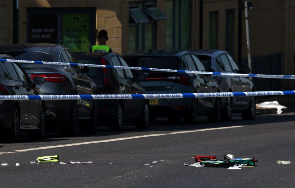 Medical equipment was strewn across Ilkeston Road when Barnaby and Grace’s bodies were found