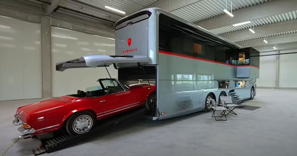 Enes revealed it's possible to park a whole car underneath the motorhome