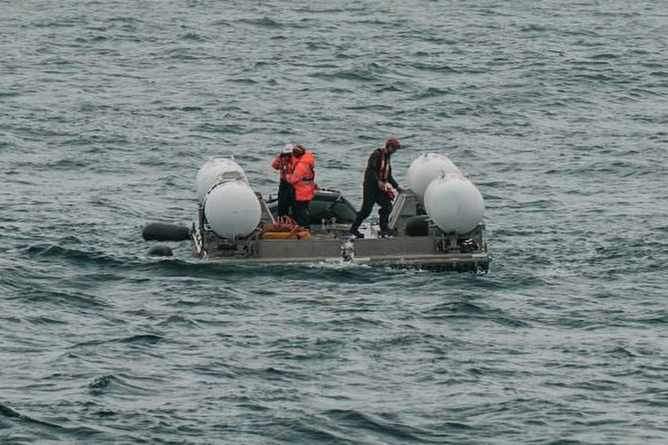 The OceanGate crew were pictured taking the sub out before its doomed dive