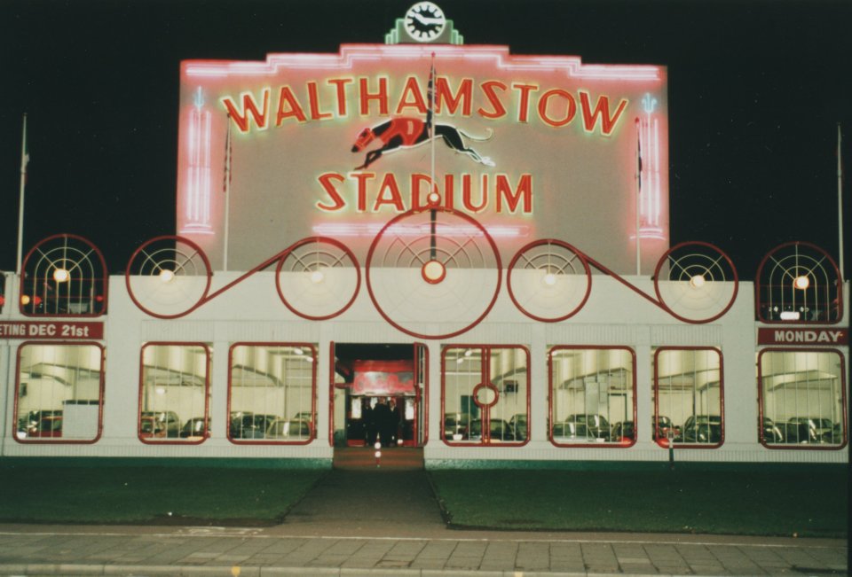 Walthamstow Stadium during a greyhound racing meet