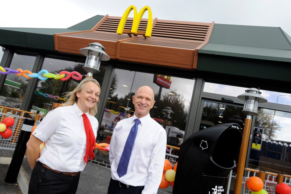 Paul pictured with business manager Hannah Porter at McDonald's Whitfield in Dover