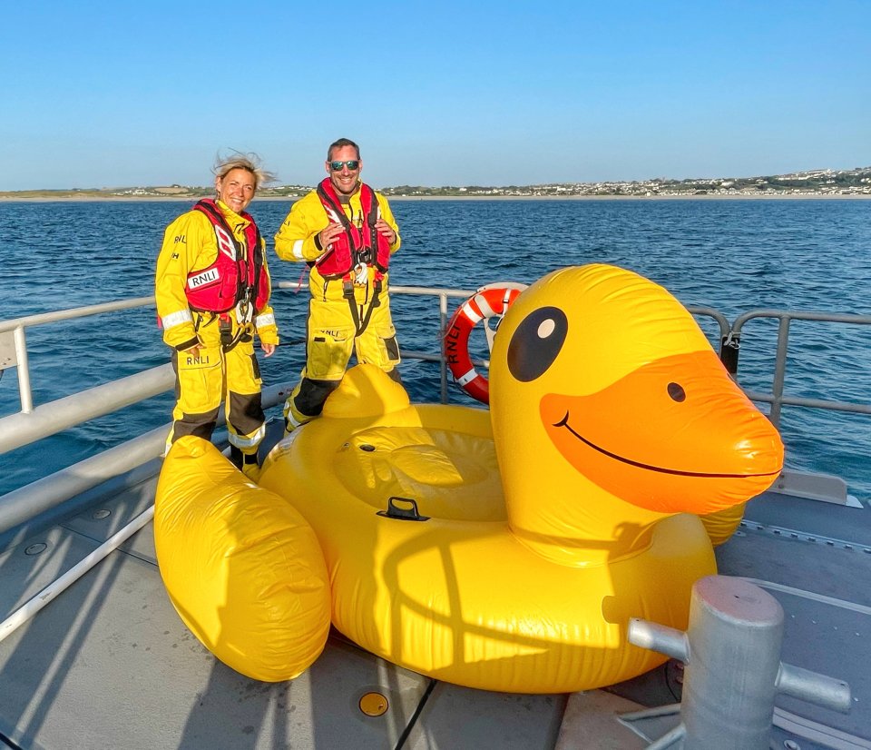 Coastguards have issued a warning about inflatables after they rescued two men who floated out to sea