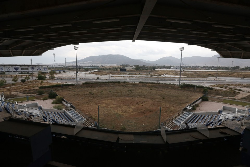 The baseball stadium now resembles a derelict field