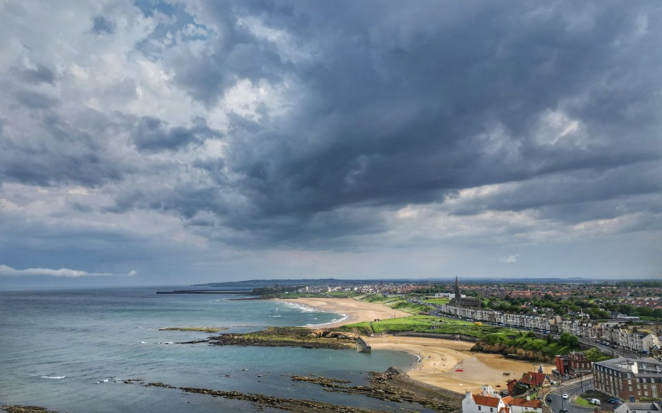 Storm clouds over Cullercoats and Tynemouth on Sunday