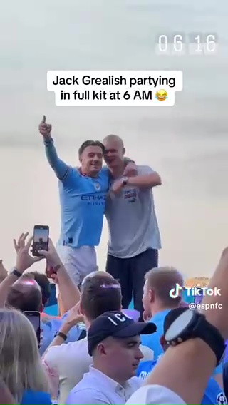 Grealish Still in kit, singing with ace Haaland at 6am on Sunday