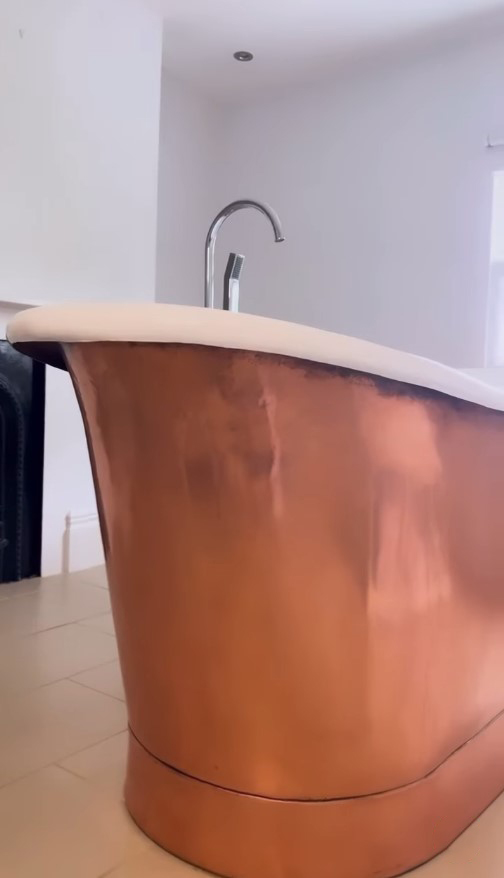 She revealed a huge free-standing copper bath as she renovated the £1.5m home