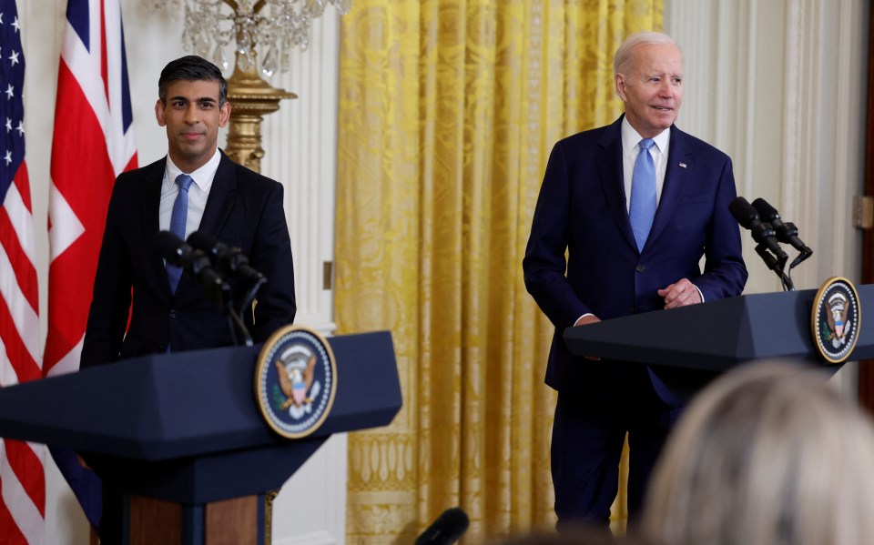 Rishi Sunak and Joe Biden hold a press conference at the White House