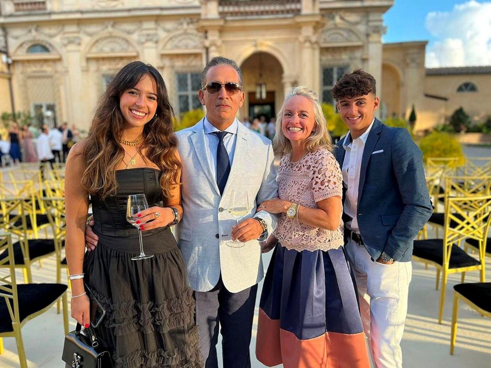 Grace is pictured with her dad Dr Sanjoy, mum Sinead and brother James