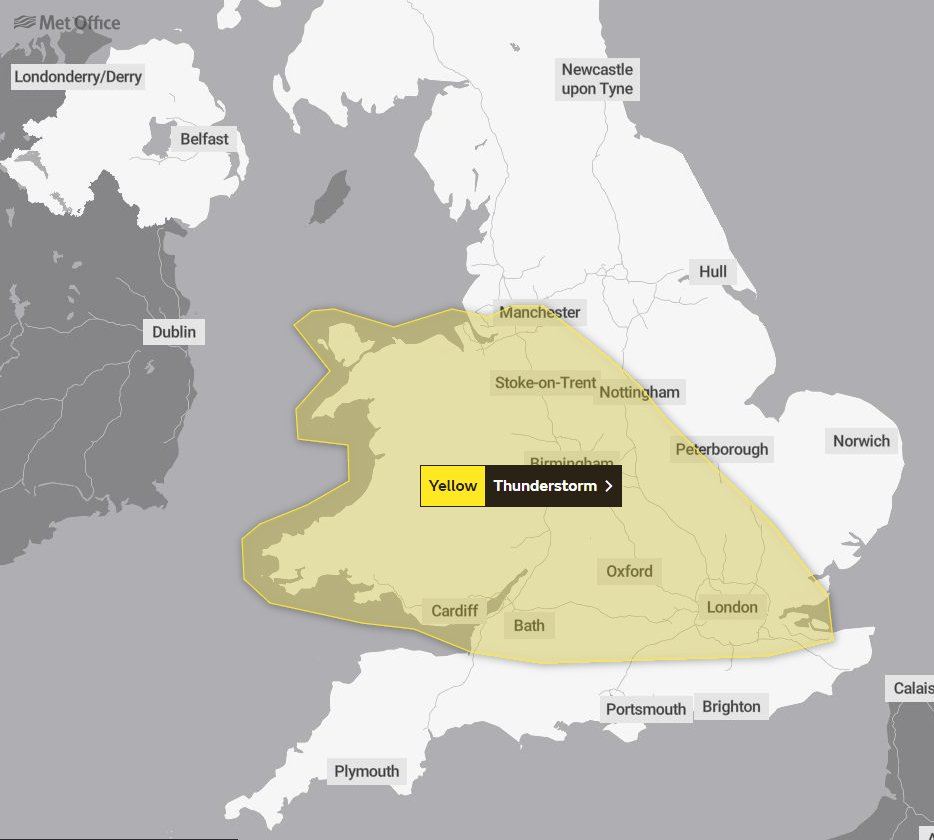 A yellow weather warning has been issued for Saturday