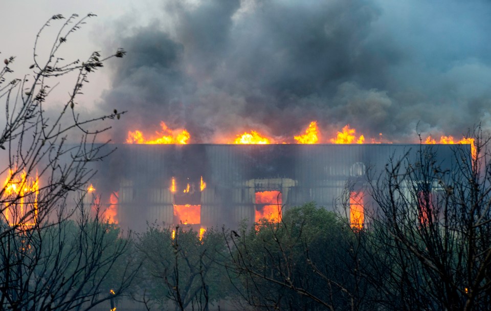 A plastic factory is on fire in a village in the area