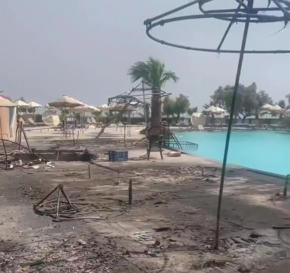 The Lidos Imperial hotel's pool is just a charred mess of twisted metal and ash after being ravaged by the wildfires