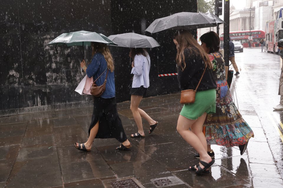 However, showers are still a consistent feature throughout the week, as seen here in London yesterday