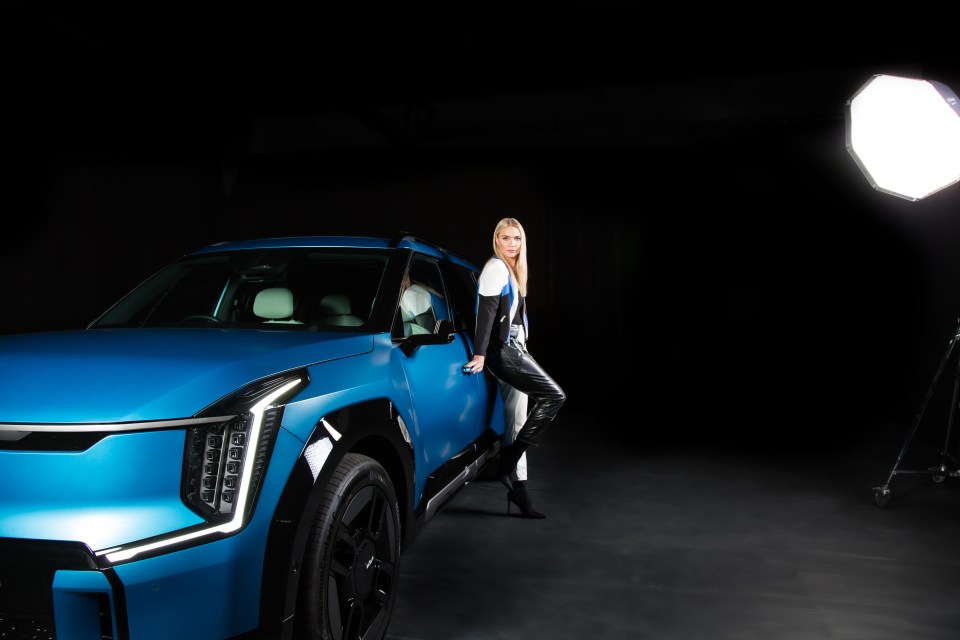 Car enthusiast Jodie was electrocuted with a million volts for the launch of Kia's new EV9, the first seven-seat electric SUV