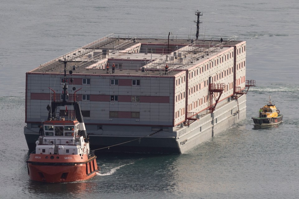 The Bibby Stockholm barge arrived today in Portland - it will start taking migrants next week