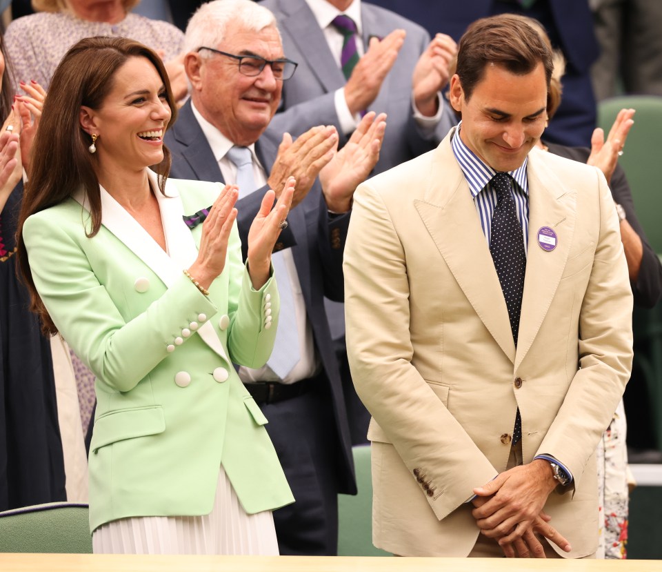 The Princess of Wales was spotted laughing with tennis great Roger Federer on Centre Court