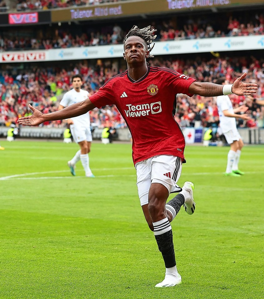 Noam Emeran celebrates his fine opener for the Red Devils on 65 mins