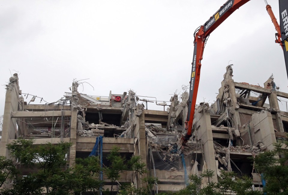 The Nou Camp looks unrecognisable as cranes tear down its walls