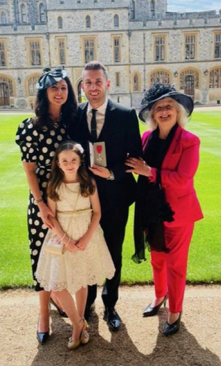 Selby's family proudly saw him receive an MBE at Windsor Castle in May